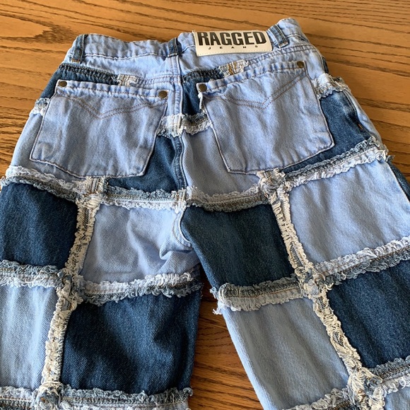 Ragged Patchwork Raw Edge Denim Jeans - Picture 8 of 10